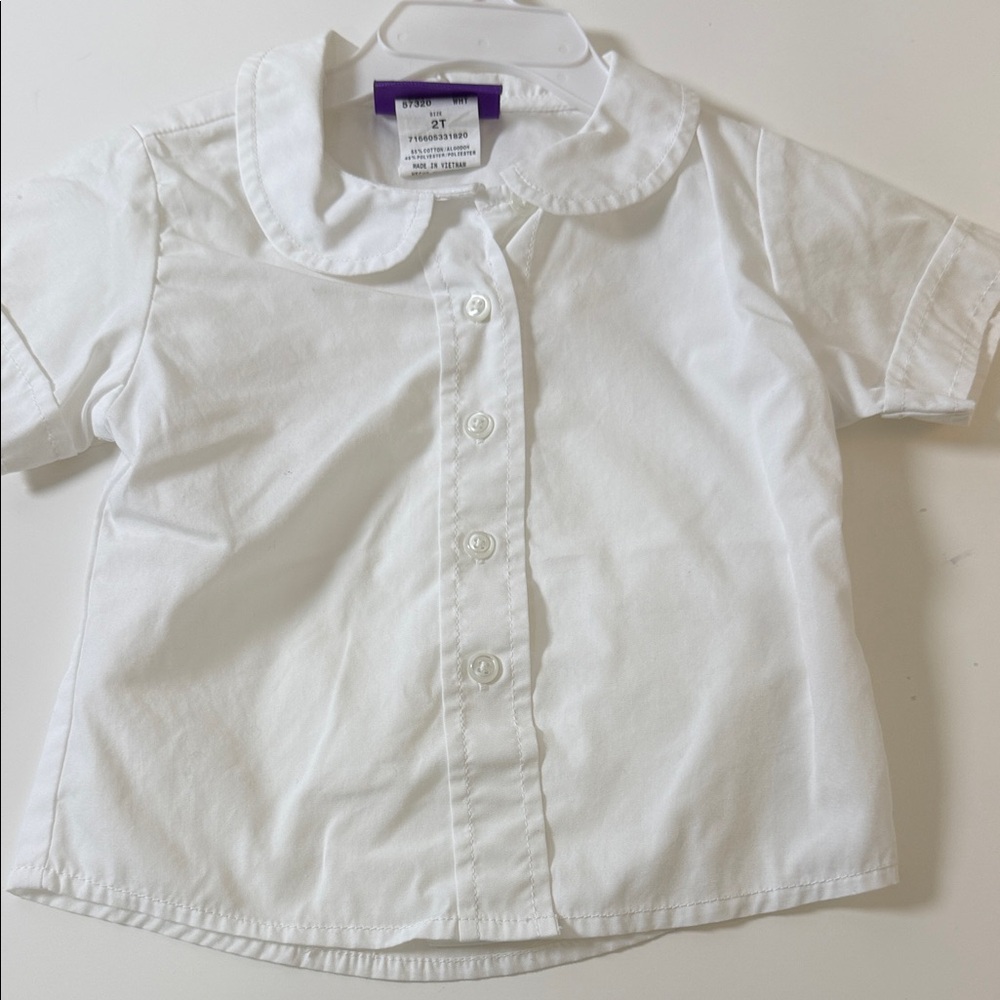 Children's White Peter Pan Collar Button-Down Shirt